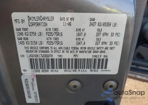 2007 Jeep Liberty Sport from USA, damaged, VIN 1J4GK48K17W586070